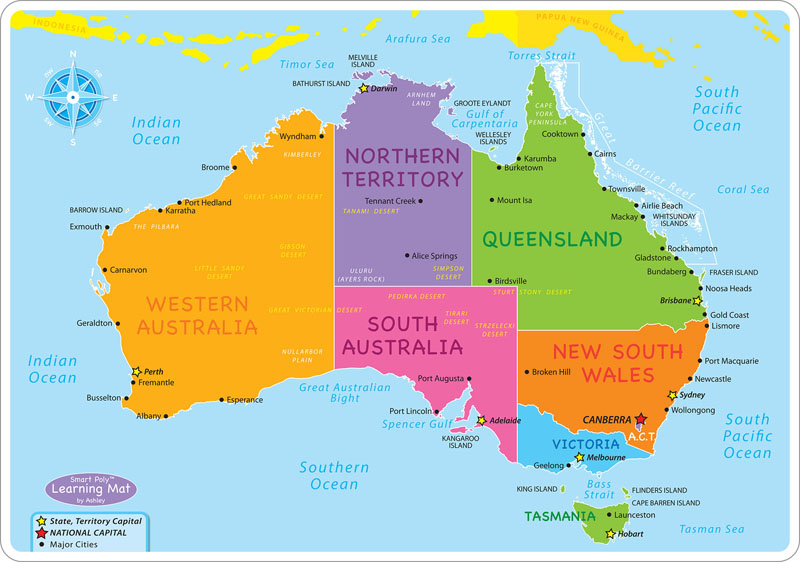 Australian Map Basic Smart Poly Learning Mat | Ashley Productions