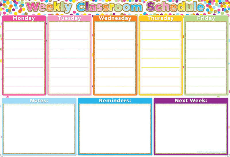 Confetti Weekly Schedule Smart Poly Chart Write-On/Wipe-Off | Ashley ...