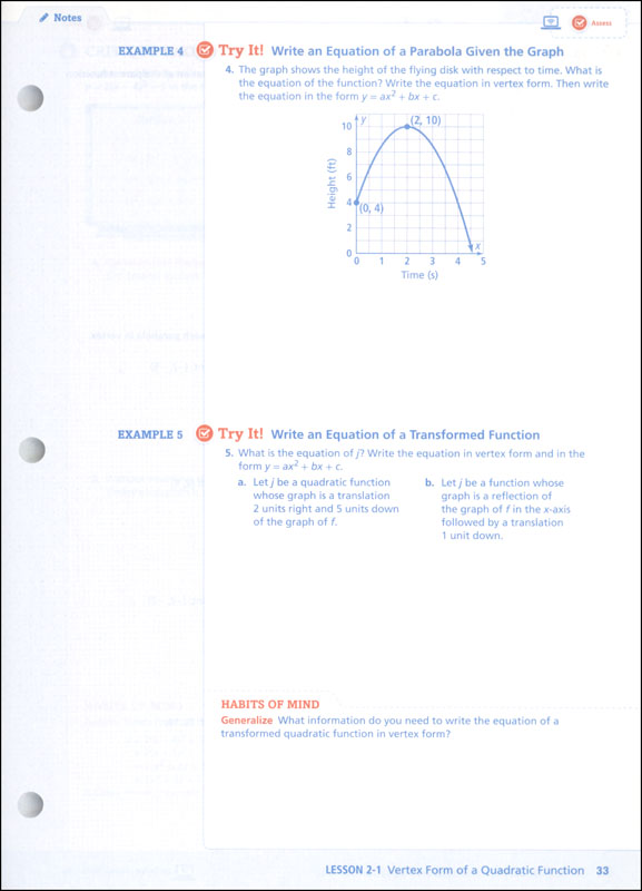 Envision Algebra 2 Student Workbook