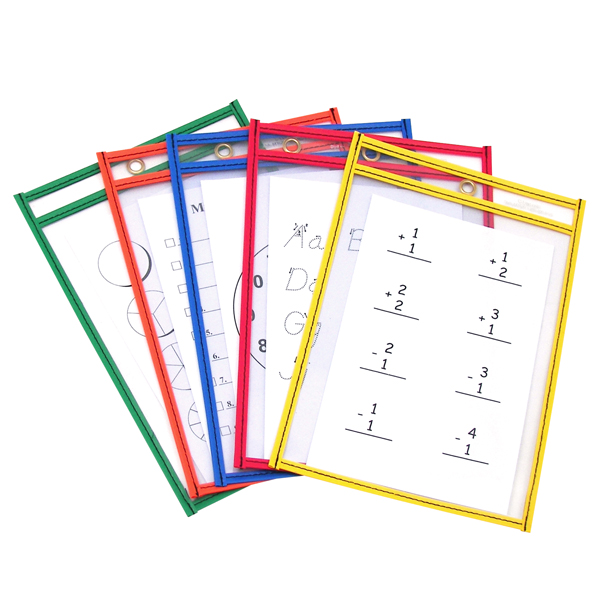 Download Reusable Dry Erase Pockets Assorted Neon Colors - 6" x 9" | C-Line Products