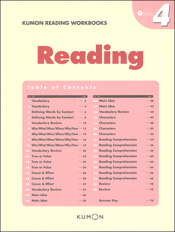 Kumon Reading Workbook - Grade 4 | Kumon Publishers | 9781934968796