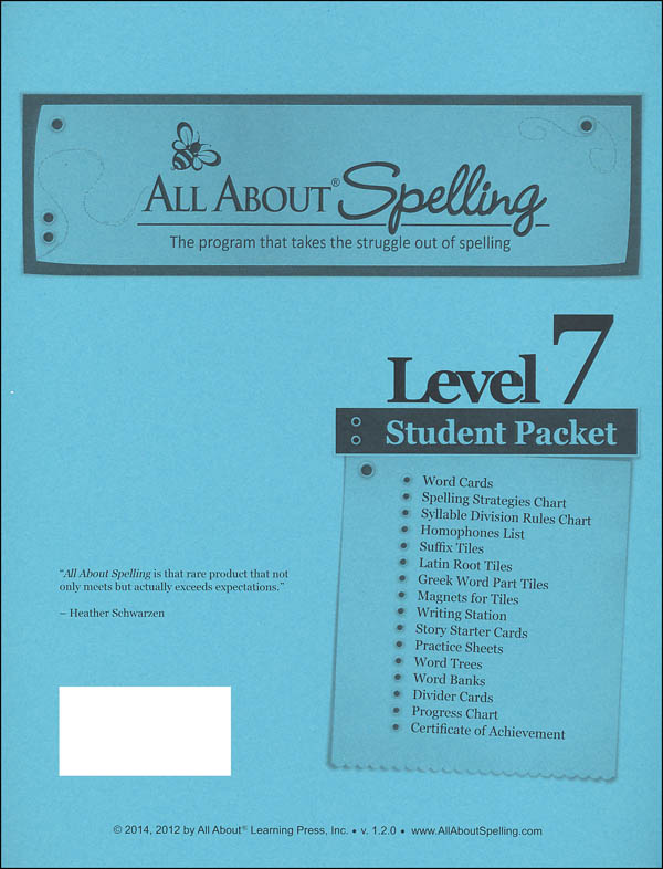 All About Spelling Level 7 Student Packet