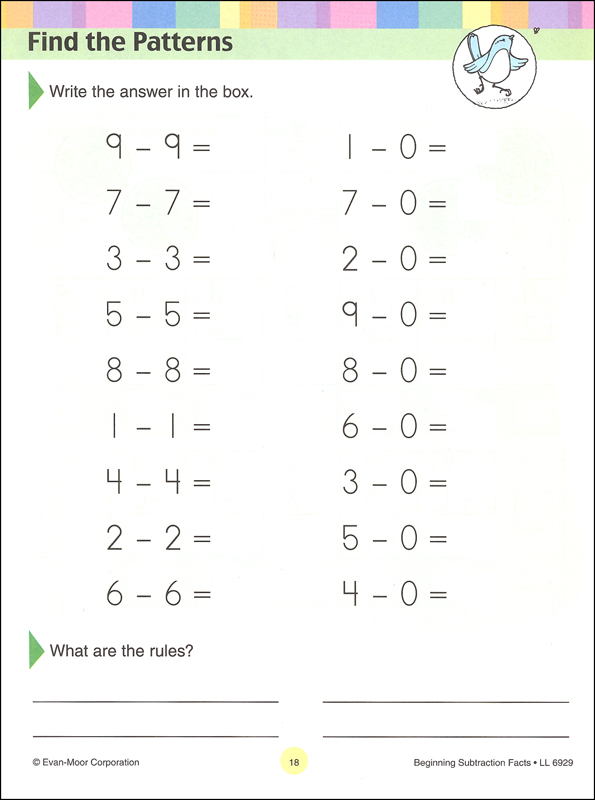 Learning Line Math - Beginning Subtraction Grade 1 | Evan-Moor ...