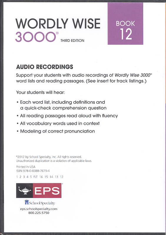 Wordly Wise 3000 3rd Edition Book 12 Audio CDs | Educators Publishing ...