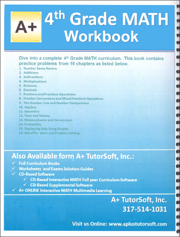 4th Grade MATH Workbook | A+ TutorSoft, Inc.