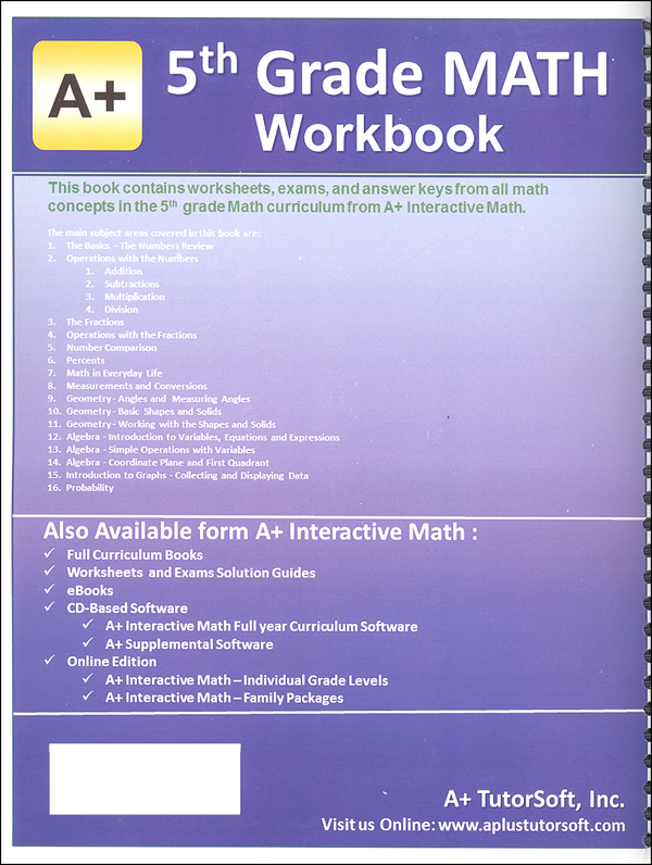 5th Grade MATH Workbook | A+ TutorSoft, Inc.