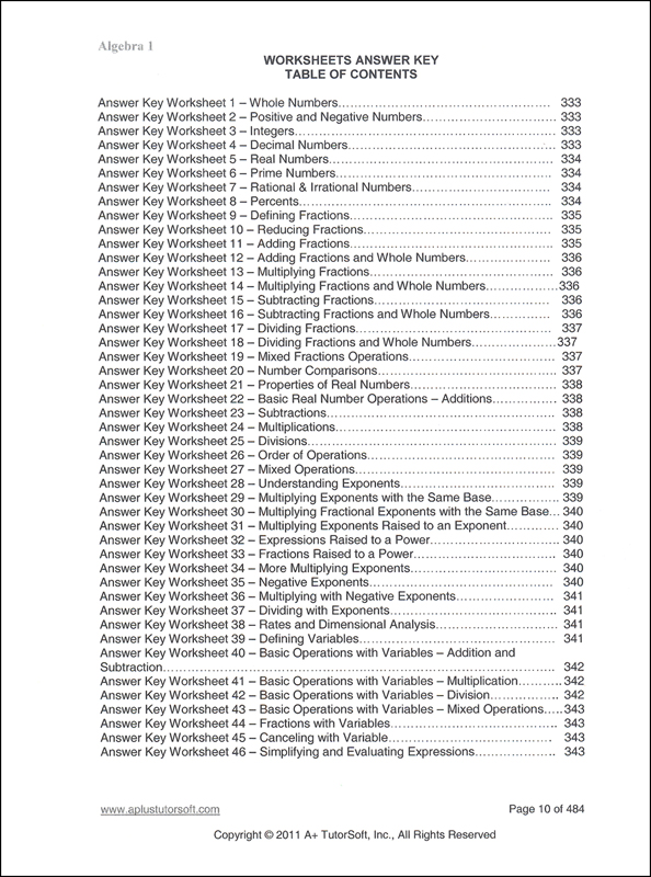 Algebra 1 Workbook Answers