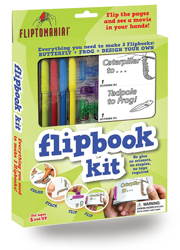 Flip Book Kits - Animals Kit (Frog & Butterfly + 2 blank books) Art Kit