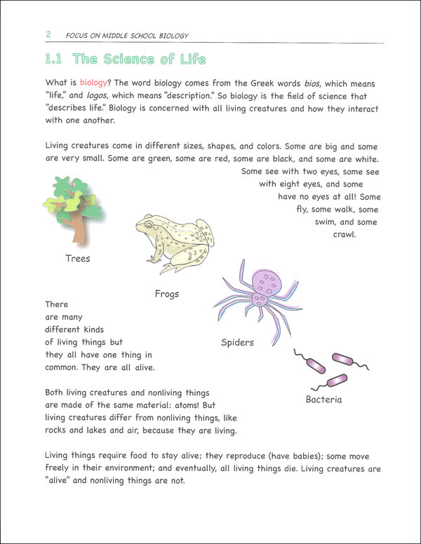 Focus On Middle School Biology Text Gravitas Publications 9781936114689