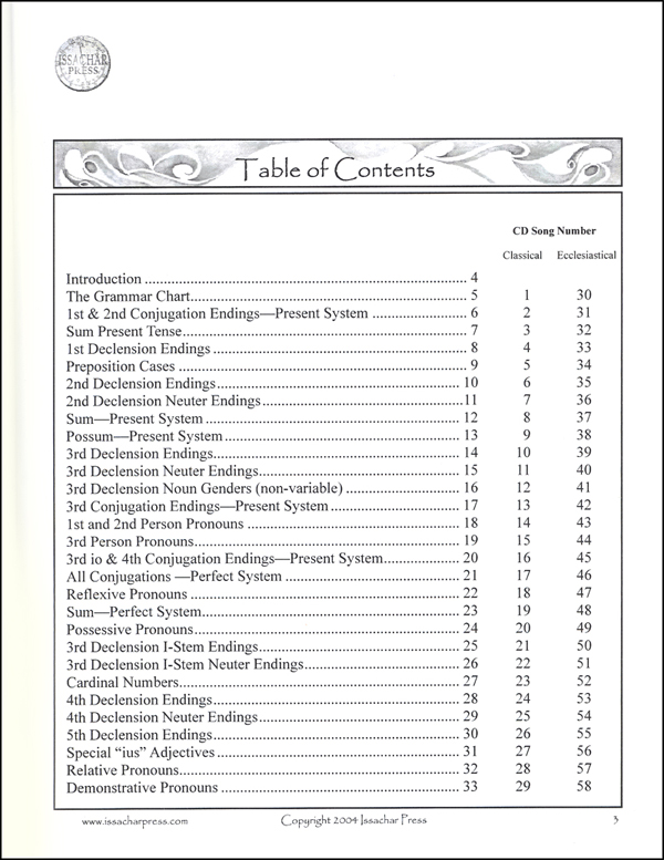 Latin grammar songs memorizing latin w song issachar press 