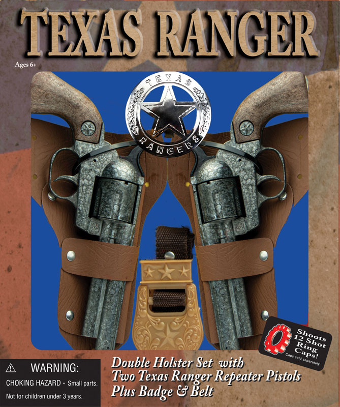 Texas Ranger Solid Die-Cast Metal Cap Gun Double Holster Set