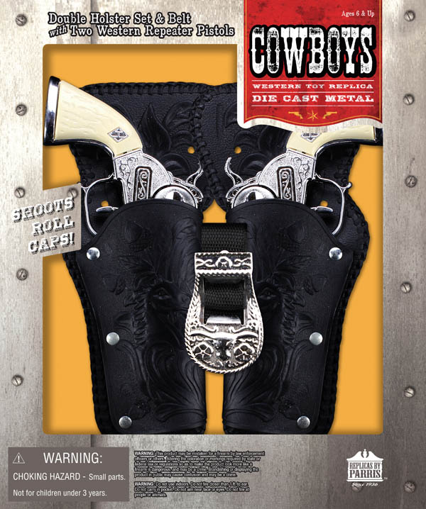 CAP GUN Kids Cowboy Western Holster Set w/Die-Cast Pistol+Bandana 