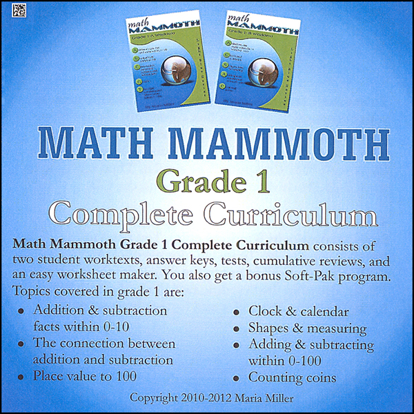 Math Mammoth Light Blue Series Grade 1 CD