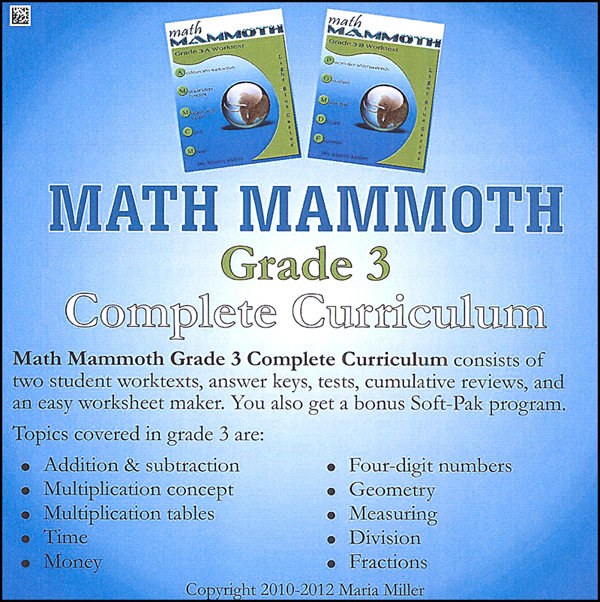 Math Mammoth Light Blue Series Grade 3 CD