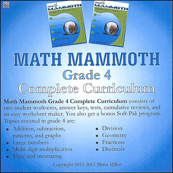 Math Mammoth Light Blue Series Grade 4 CD