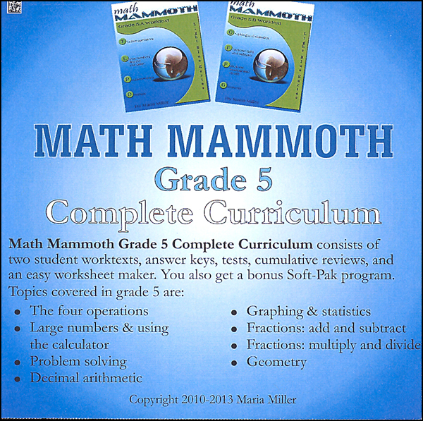 Math Mammoth Light Blue Series Grade 5 CD | Taina Maria Miller