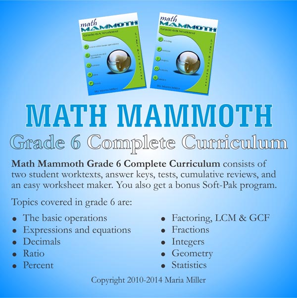 Math Mammoth Light Blue Series Grade 6 CD | Taina Maria Miller