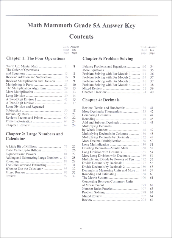 Math Mammoth Light Blue Series Grade 5 Answer Key | Taina Maria Miller ...