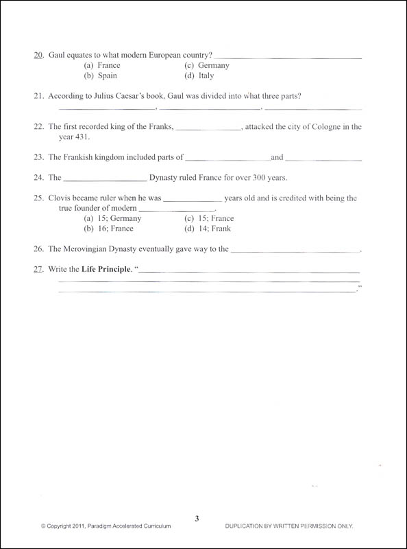 World History - Chapter 4 Activities | Paradigm Accelerated Curriculum ...