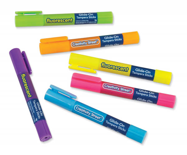 Glide-On Tempera Sticks - Fluorescent Colors (package of 6)