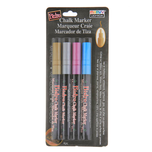 Bistro Chalk Marker Fine Tip Metallic Set - Pack of 4