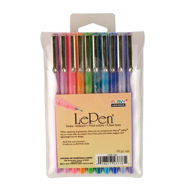 LePen, Markers, Bright Assorted Colors, Fine Tip, 10 Pack