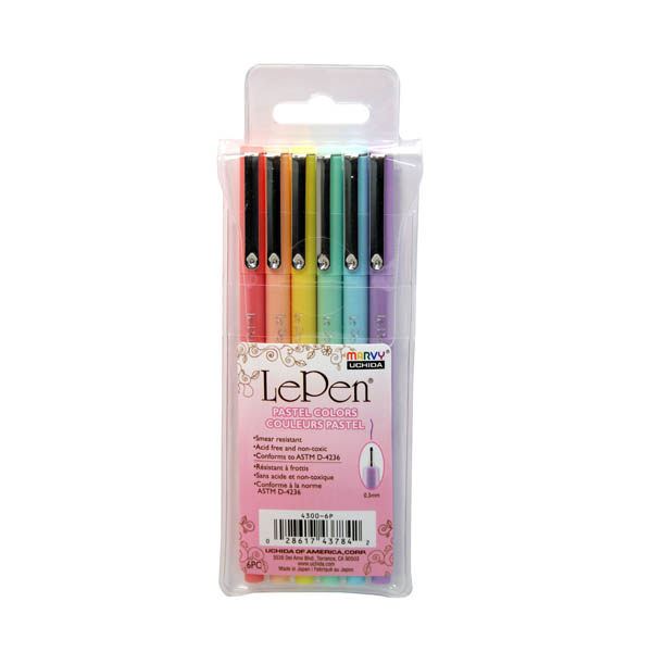 LePen Extra Fine Tip Pens Pastel Set Pack of 6 Uchida of America