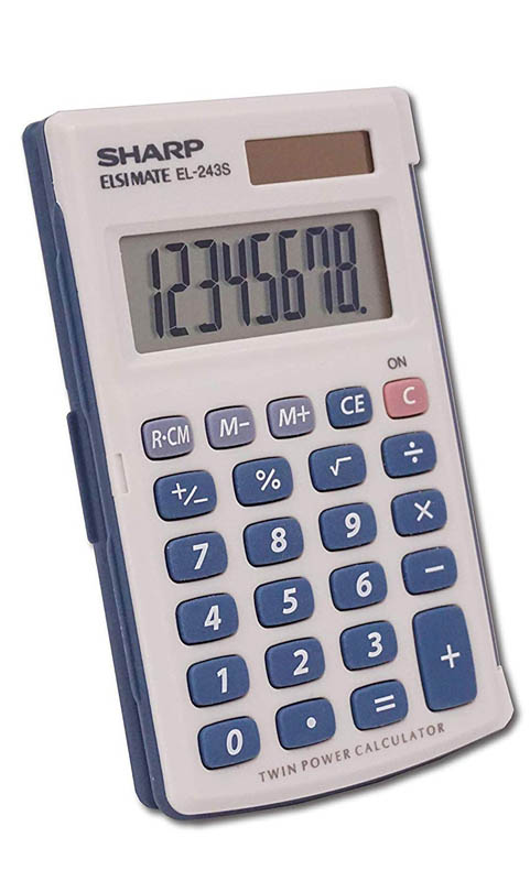 Handheld Calculator with Hinged Hard Cover