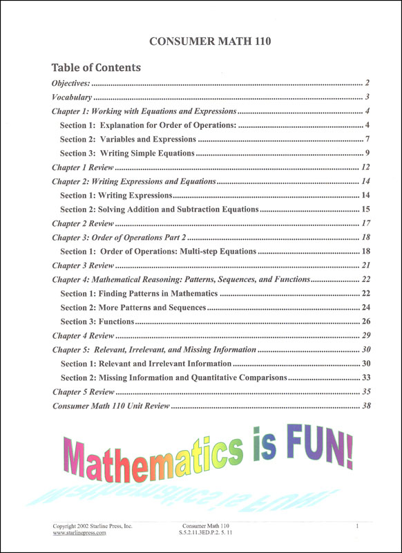 Consumer Math Set | Starline Press