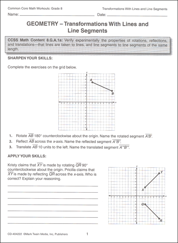 Common Core Math Workouts Grade 8 Mark Twain Media
