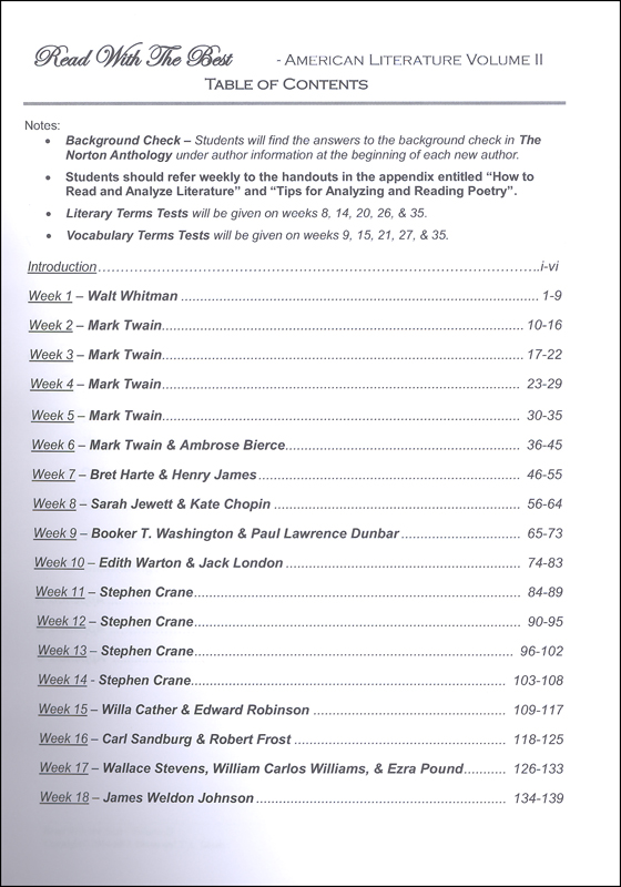 Read with the Best - American Literature Volume II: 1860-1950 Student