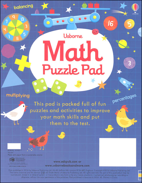 Math Puzzle Pad Usborne 9780794538057