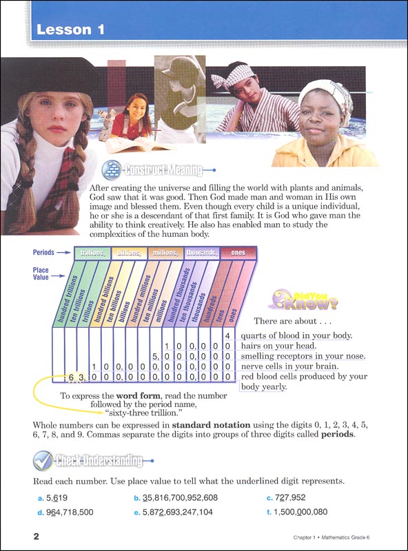 Purposeful Design Math Grade 6 Student Association Of Christian 