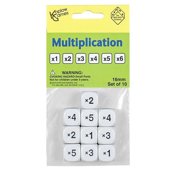 Math Numbers Multiplication - Round Cornered Dice (10 per bag - 16mm)