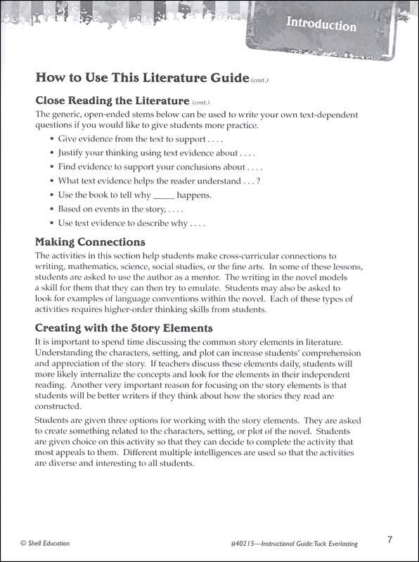 Tuck Everlasting: Instructional Guides for Literature | Shell Education ...