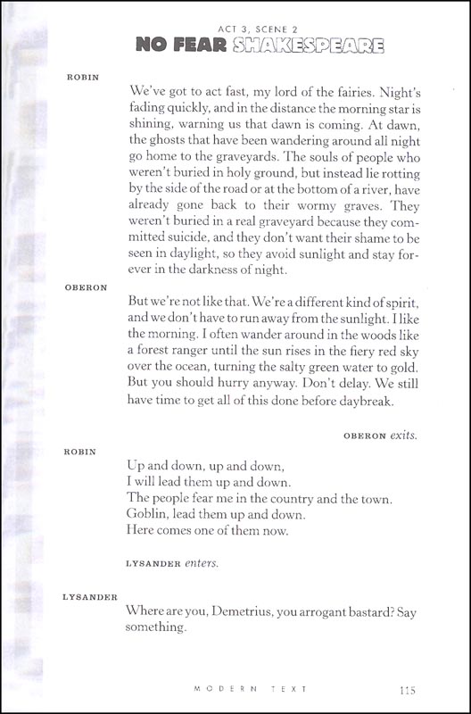 Midsummer Night s Dream No Fear Shakespeare Spark Publishing 