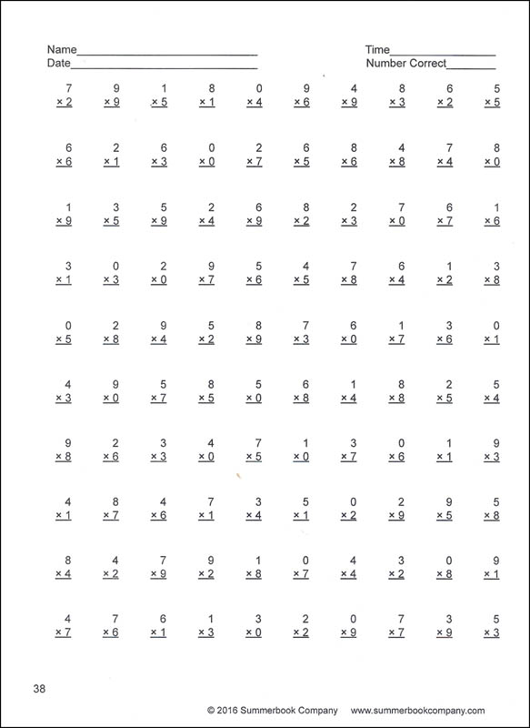 Basic Facts Drill Book for Multiplication and Division (reproducible