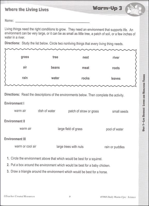 Daily Warm-Ups: Science Grade 3 | Teacher Created Resources | 9781420639681