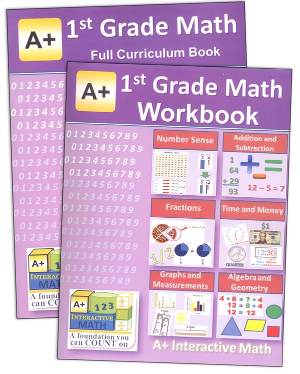 A+ Interactive Math 1st Grade Full Curriculum Textbook & Workbook Bundle