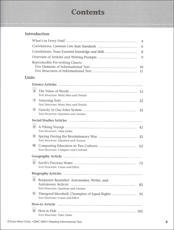 Reading Informational Text Common Core Lessons Grade 5 EvanMoor