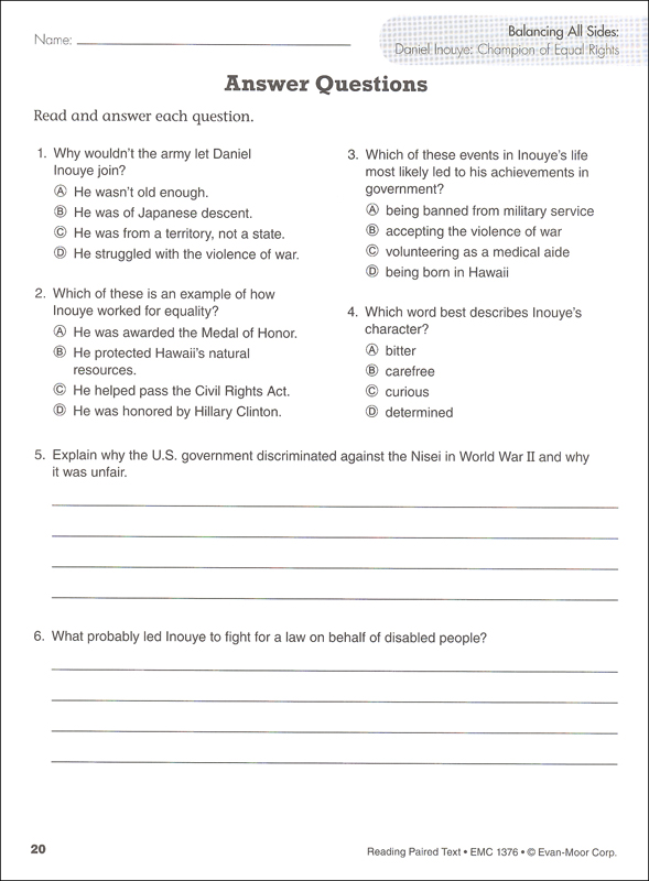 Reading Paired Text Common Core Lessons Grade 6 EvanMoor