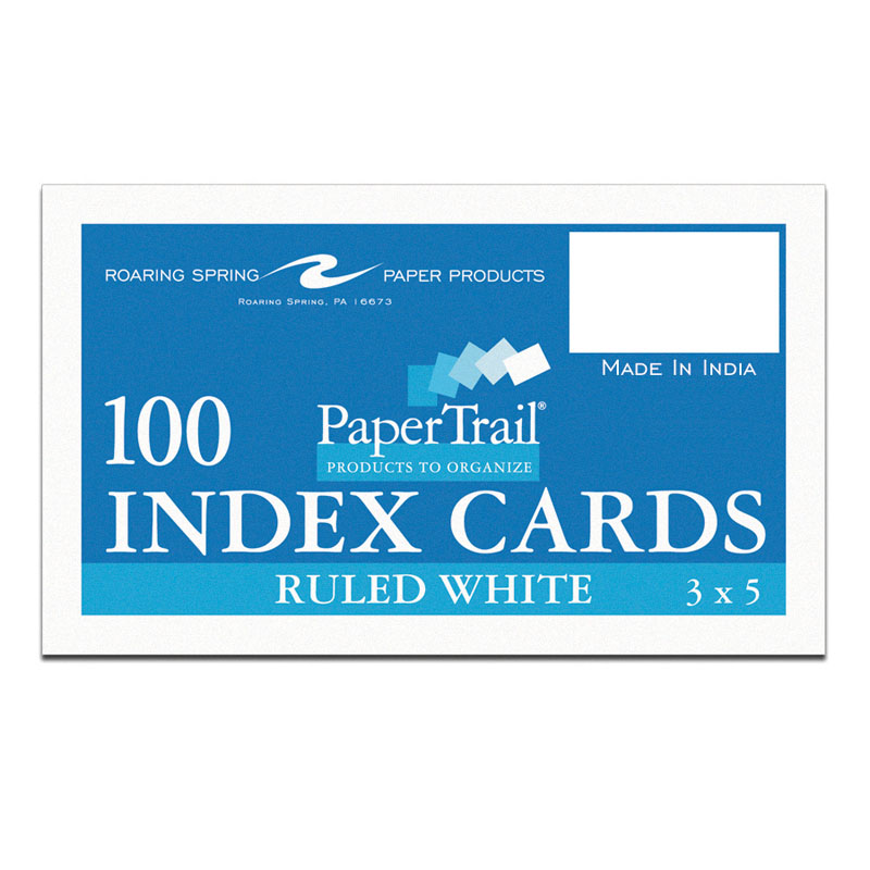 Ruled Index Cards (3" x 5") White