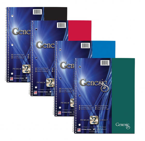 Genesis Two Subject College Ruled Notebook Roaring Spring Paper Products