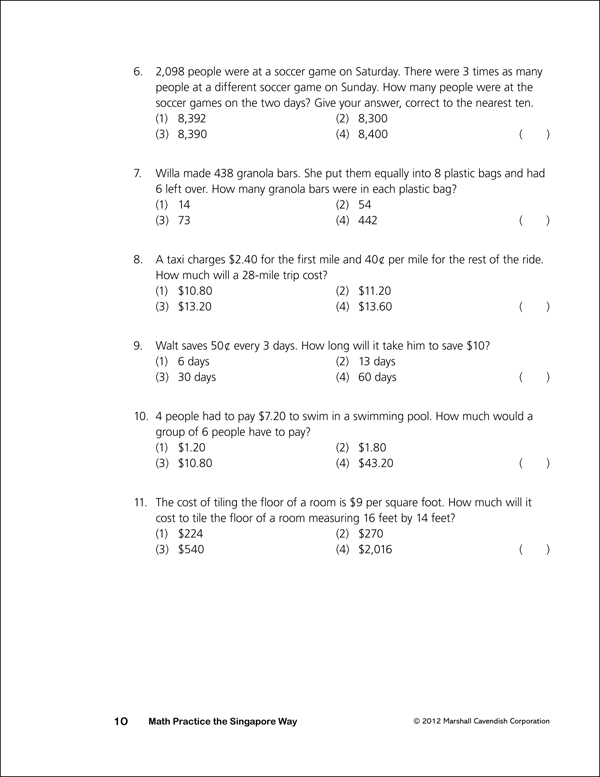 Math Practice The Singapore Way Grade 5 Workbook | Marshall Cavendish Education | 9780761480372