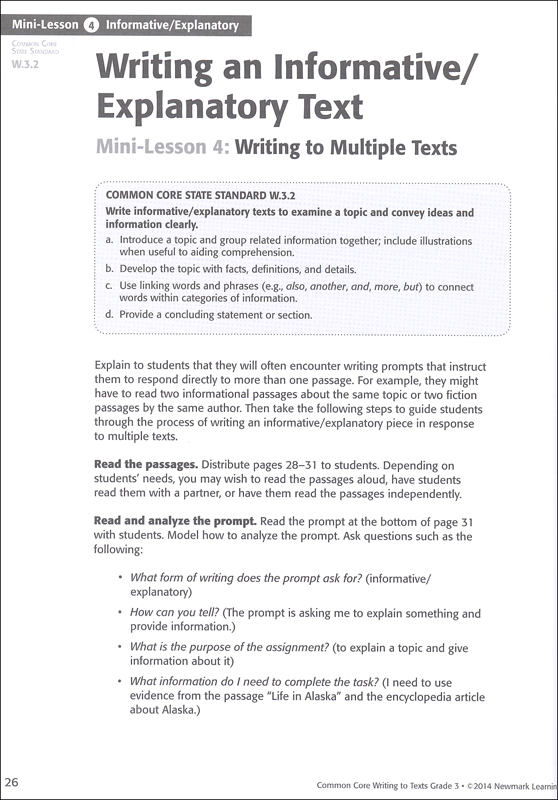 Common Core Writing to Texts - Grade 3 | Newmark Learning | 9781478803942