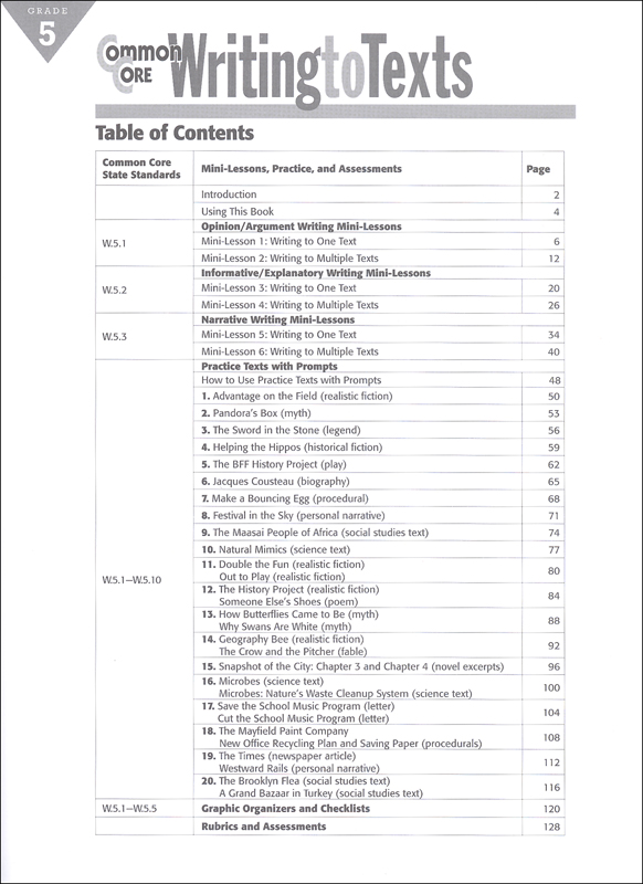 common core writing to texts grade 5 pdf