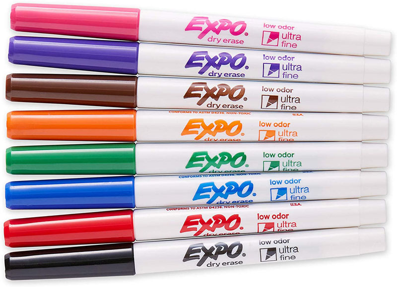Expo Low Odor Ultra Fine Dry Erase Markers (8 assorted colors) Expo