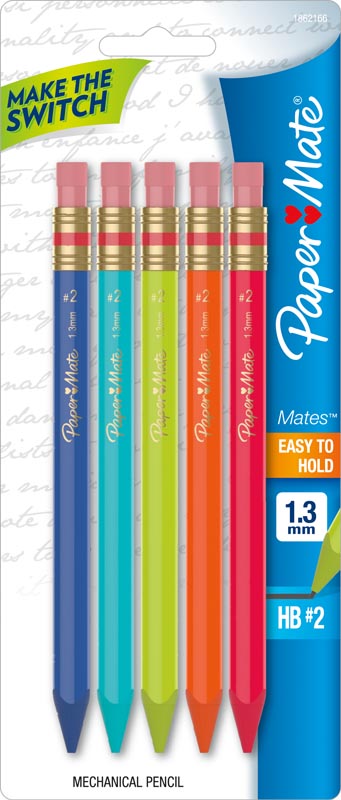 Pack of 12 Assorted Brand New Paper Mate 1.3mm Non Stop Mechanical Pencils HB 