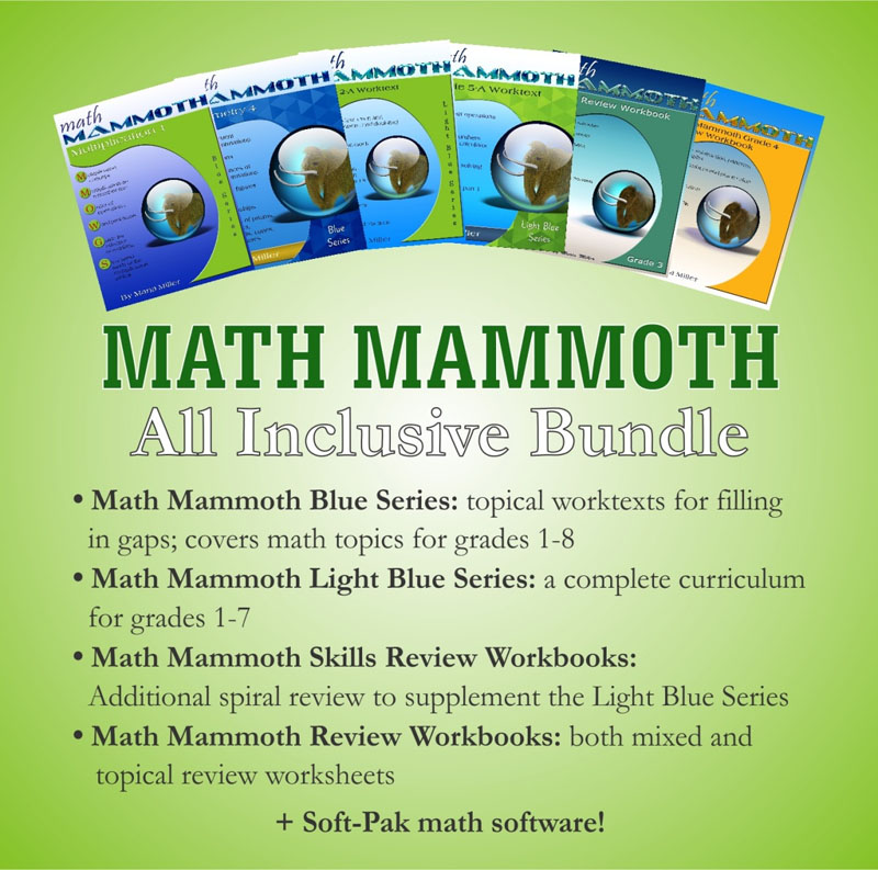 Math Mammoth All Inclusive Package Blue / Light Blue / Golden / Green CD