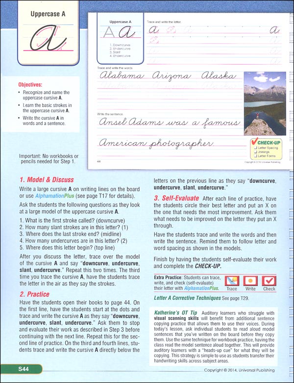 Beginning Cursive - Grade 3 Teacher Edition (Universal Handwriting ...